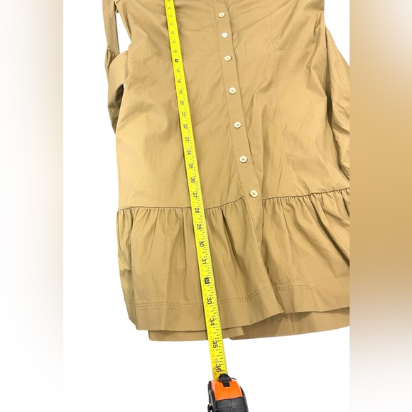 NWT VERONICA BEARD Luriane Poplin Tie Waist Khaki Flounce Sleeve Cotton Dress - Picture 12 of 14